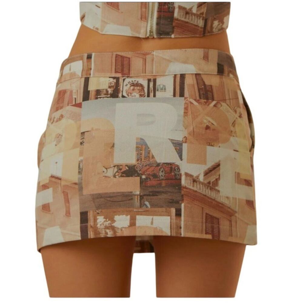 Womens Mini Skirt Neutral Film Graphic A-Line Size 2 NWT Peppermayo On The Edge - Picture 3 of 15